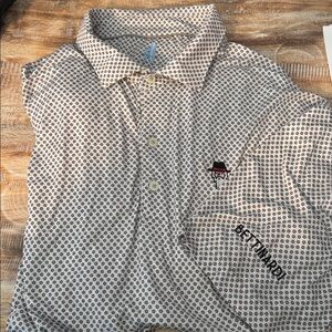 Johnnie-O Bettinardi Golf Polo Gray Geometric feather weight Performance Stretch